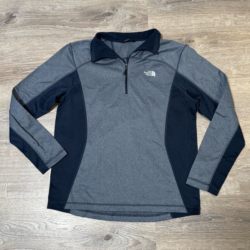 North Face quarter zip gray blue long sleeve men’s large